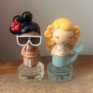 Harajuku Lovers Gwen Stefani MERMAID (rare) and LOVE Figurines Perfume Bottles